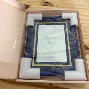 Lola Rose London Rectangular Photo Frame 6" X 4" Blue Gold NWT